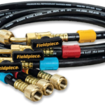 HR3B - ¼” Ball Valve Hose Set - 5 Ft Refrigerant Charging & Recovery Hoses - A2L Compatible - 3-Pack with Color Tags - 800 PSI Working / 4000 PSI Burst – Durable Full-Ring Triple Crimp